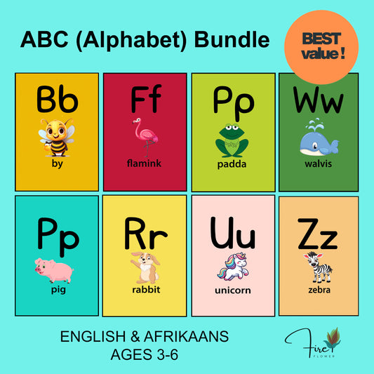 C - Learn ABC - Flashcards Bundle (English & Afrikaans) – Printable