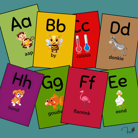 E - Drukbare Afrikaanse ABC Flitskaarte (Ouderdom 4–6)