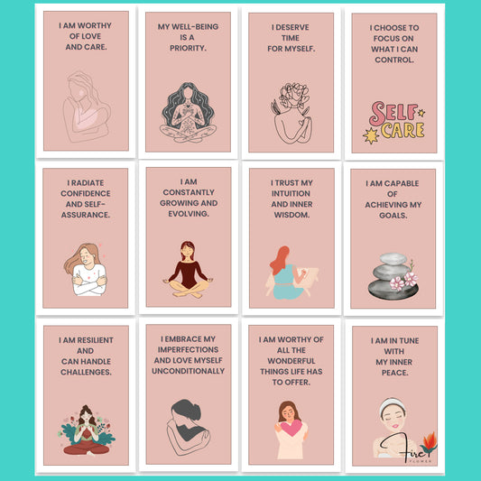 Fifity Printable Self-Care Affirmation Cards for Women (Digital Download)