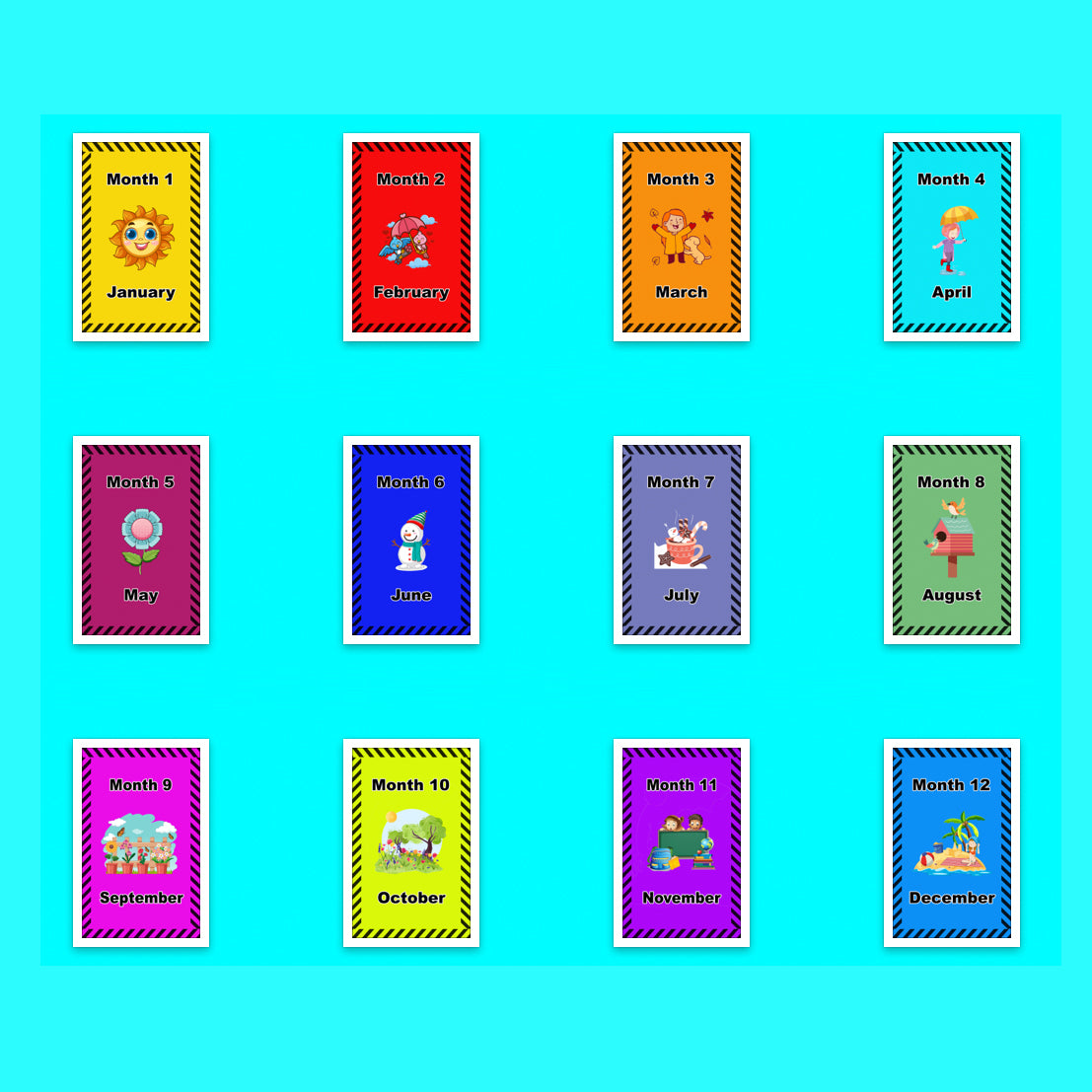 Printable Bilingual Months of the Year Flashcards & Wall Posters  (English & Afrikaans)