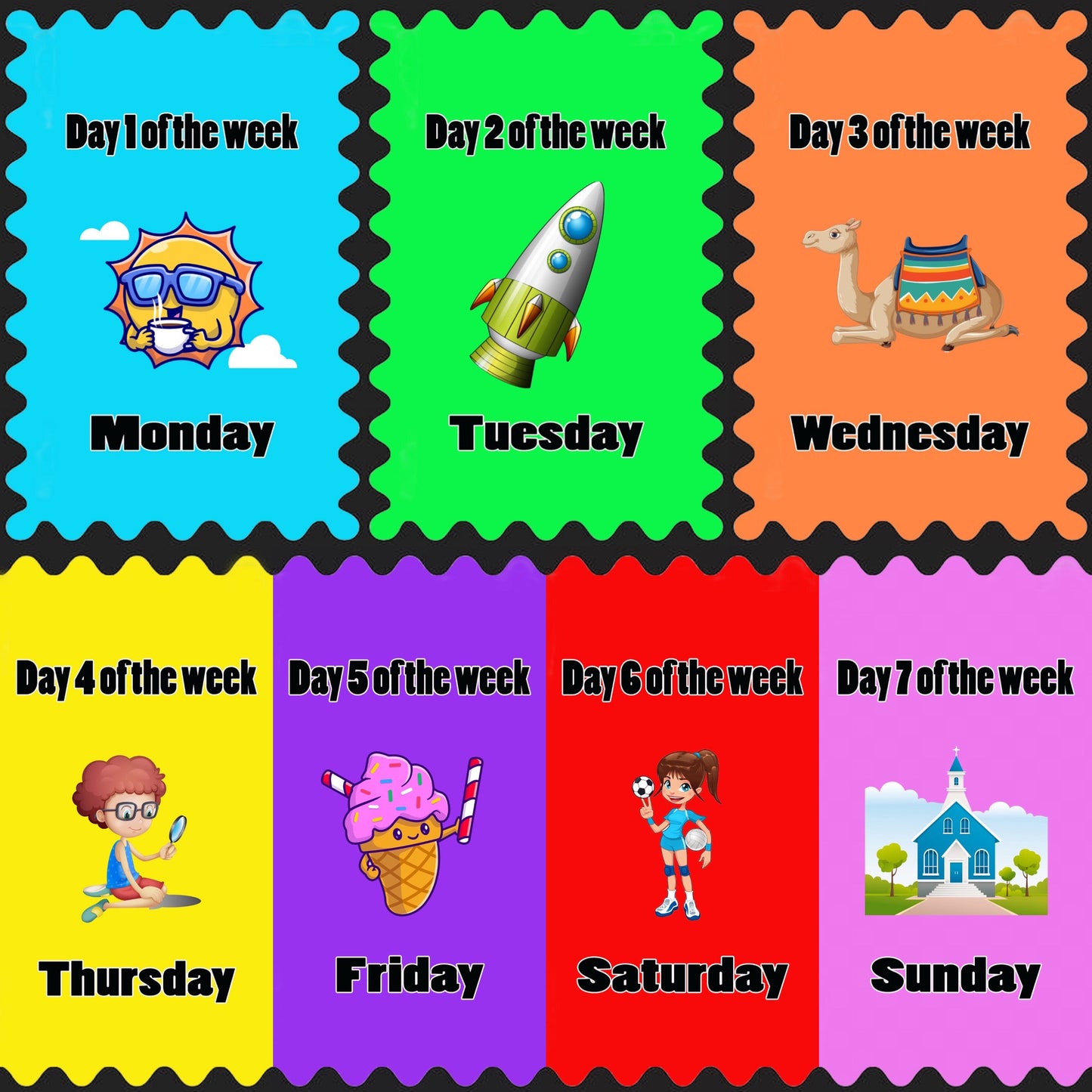 Bilingual Days of the Week Flash Cards – Printable PDF (Maandag–Sondag & Monday–Sunday)