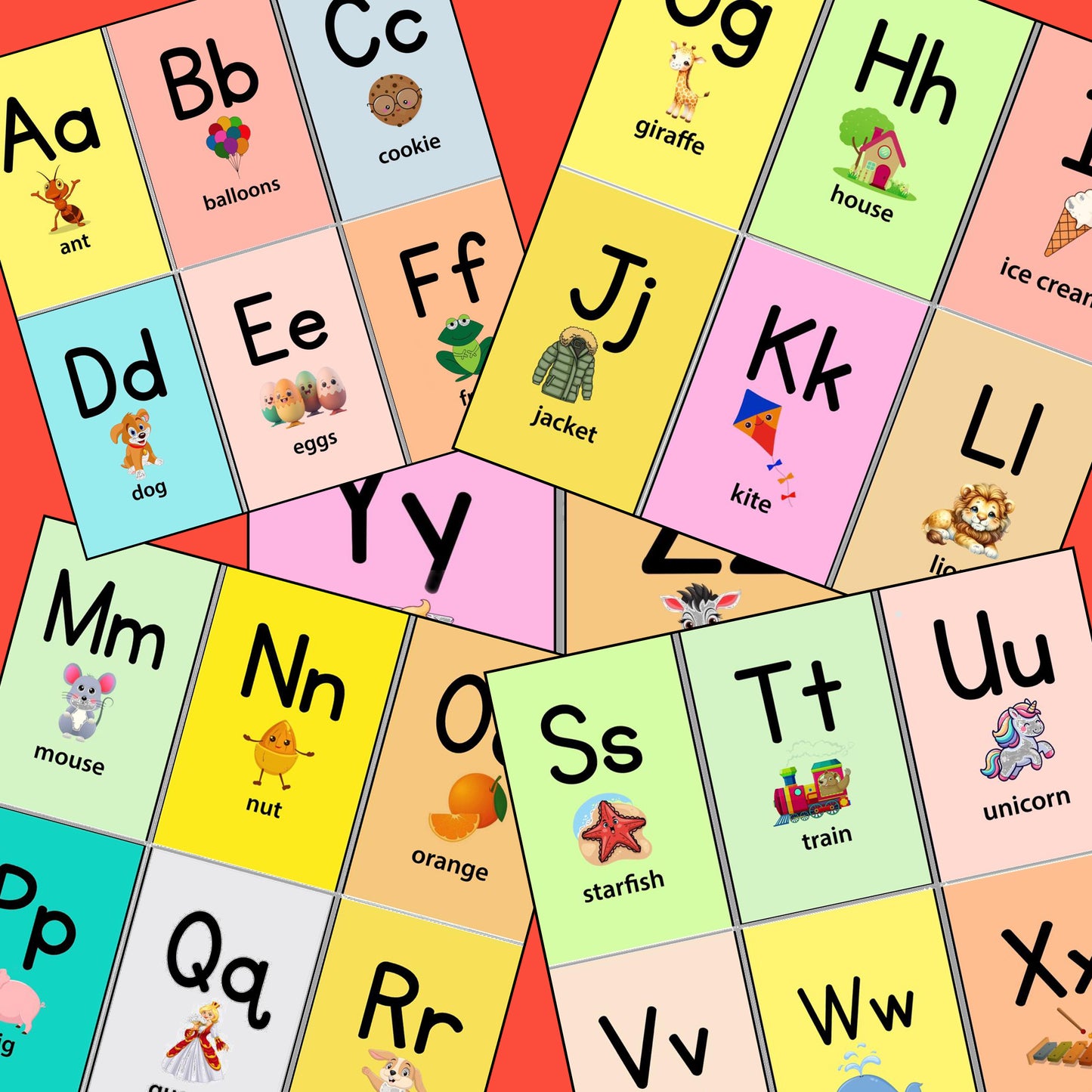 ABC Flash Cards – Printable PDF (2 & 4 Cards per A4 Page)